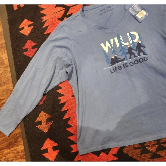 Life Is Good Women's Crusher Tee Wild Print Long Sleeve XXL Blue Cotton - Picture 3 of 12